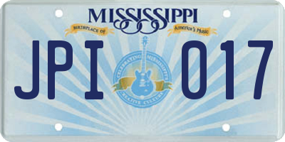 MS license plate JPI017