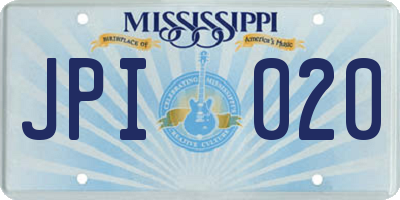 MS license plate JPI020