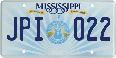 MS license plate JPI022