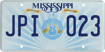 MS license plate JPI023