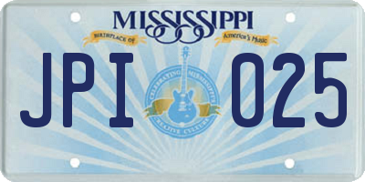 MS license plate JPI025