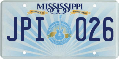 MS license plate JPI026