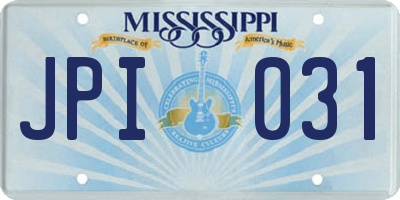 MS license plate JPI031