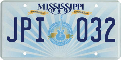 MS license plate JPI032