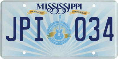 MS license plate JPI034