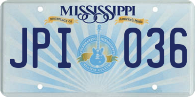 MS license plate JPI036