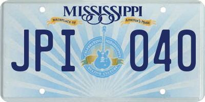 MS license plate JPI040