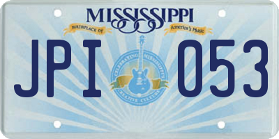 MS license plate JPI053