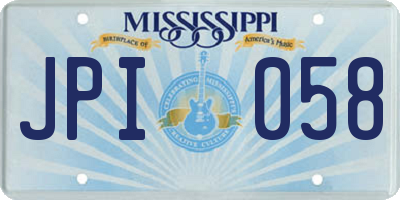 MS license plate JPI058