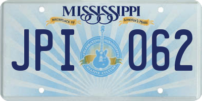 MS license plate JPI062