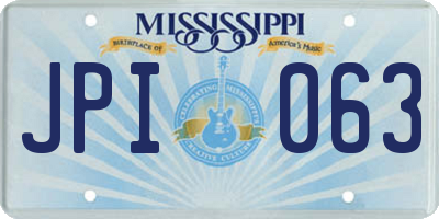 MS license plate JPI063