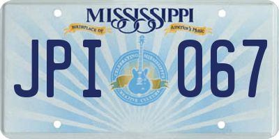 MS license plate JPI067