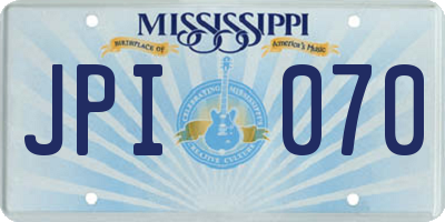 MS license plate JPI070