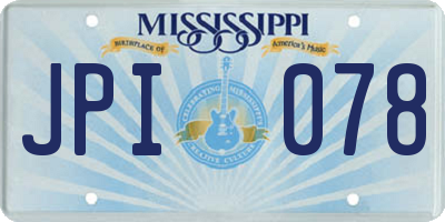 MS license plate JPI078