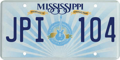 MS license plate JPI104