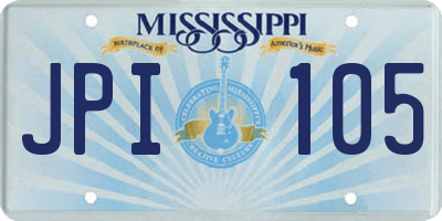 MS license plate JPI105