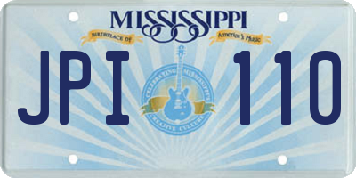 MS license plate JPI110