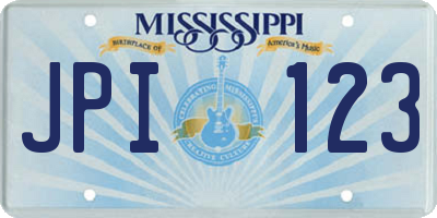 MS license plate JPI123