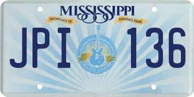 MS license plate JPI136