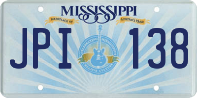 MS license plate JPI138