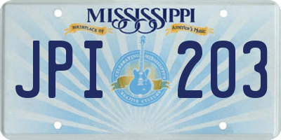 MS license plate JPI203