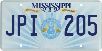 MS license plate JPI205