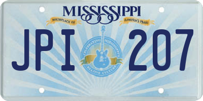MS license plate JPI207