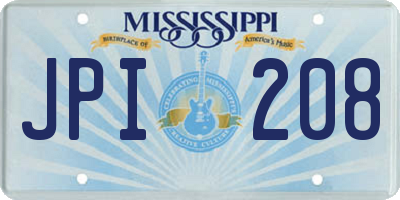 MS license plate JPI208