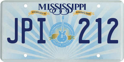 MS license plate JPI212
