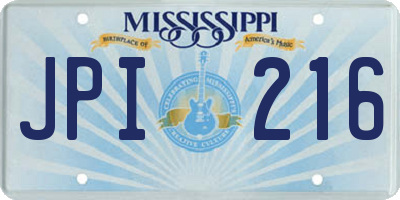 MS license plate JPI216