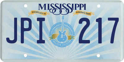 MS license plate JPI217