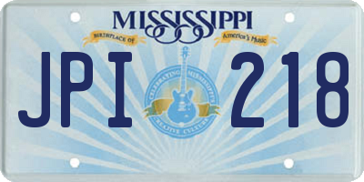 MS license plate JPI218