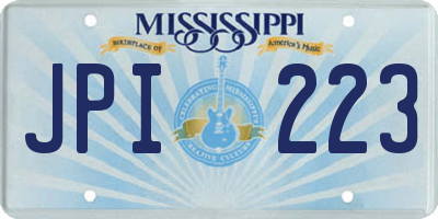 MS license plate JPI223