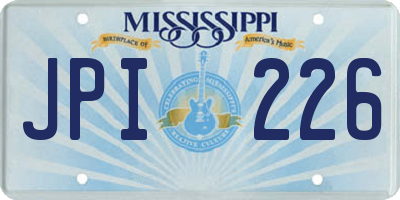 MS license plate JPI226
