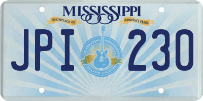 MS license plate JPI230