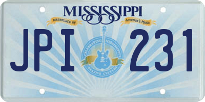 MS license plate JPI231