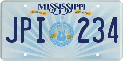 MS license plate JPI234