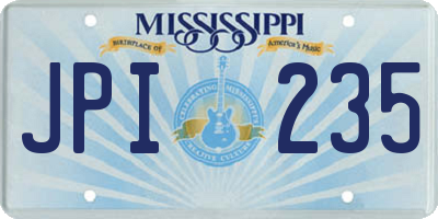 MS license plate JPI235