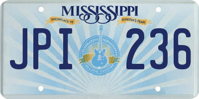 MS license plate JPI236