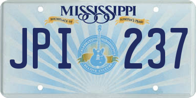 MS license plate JPI237