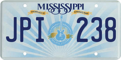 MS license plate JPI238