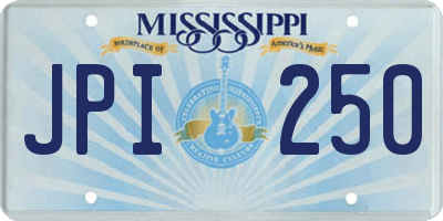 MS license plate JPI250