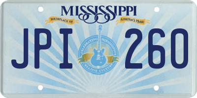 MS license plate JPI260