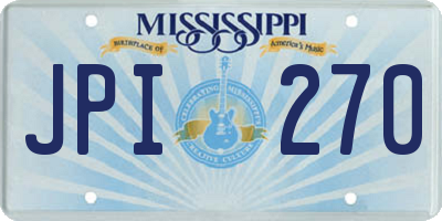 MS license plate JPI270