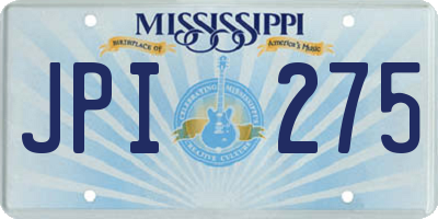 MS license plate JPI275