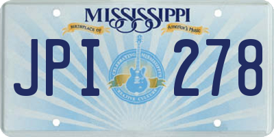 MS license plate JPI278