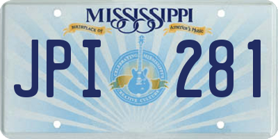 MS license plate JPI281