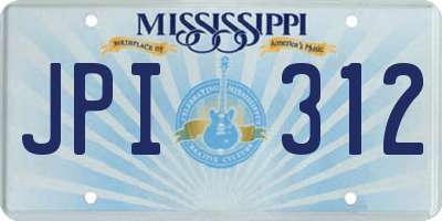 MS license plate JPI312