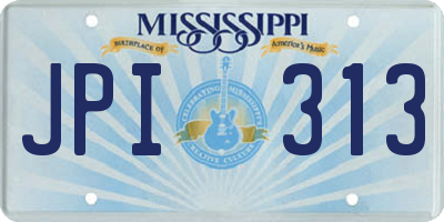 MS license plate JPI313