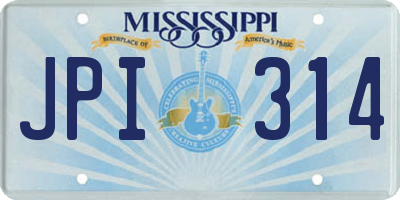 MS license plate JPI314